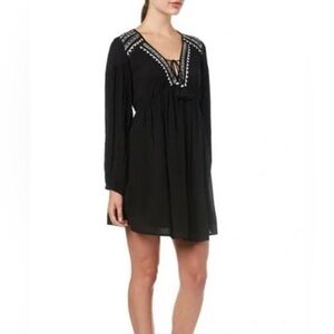 Band of Gypsies Black Embroidered Midi Dress